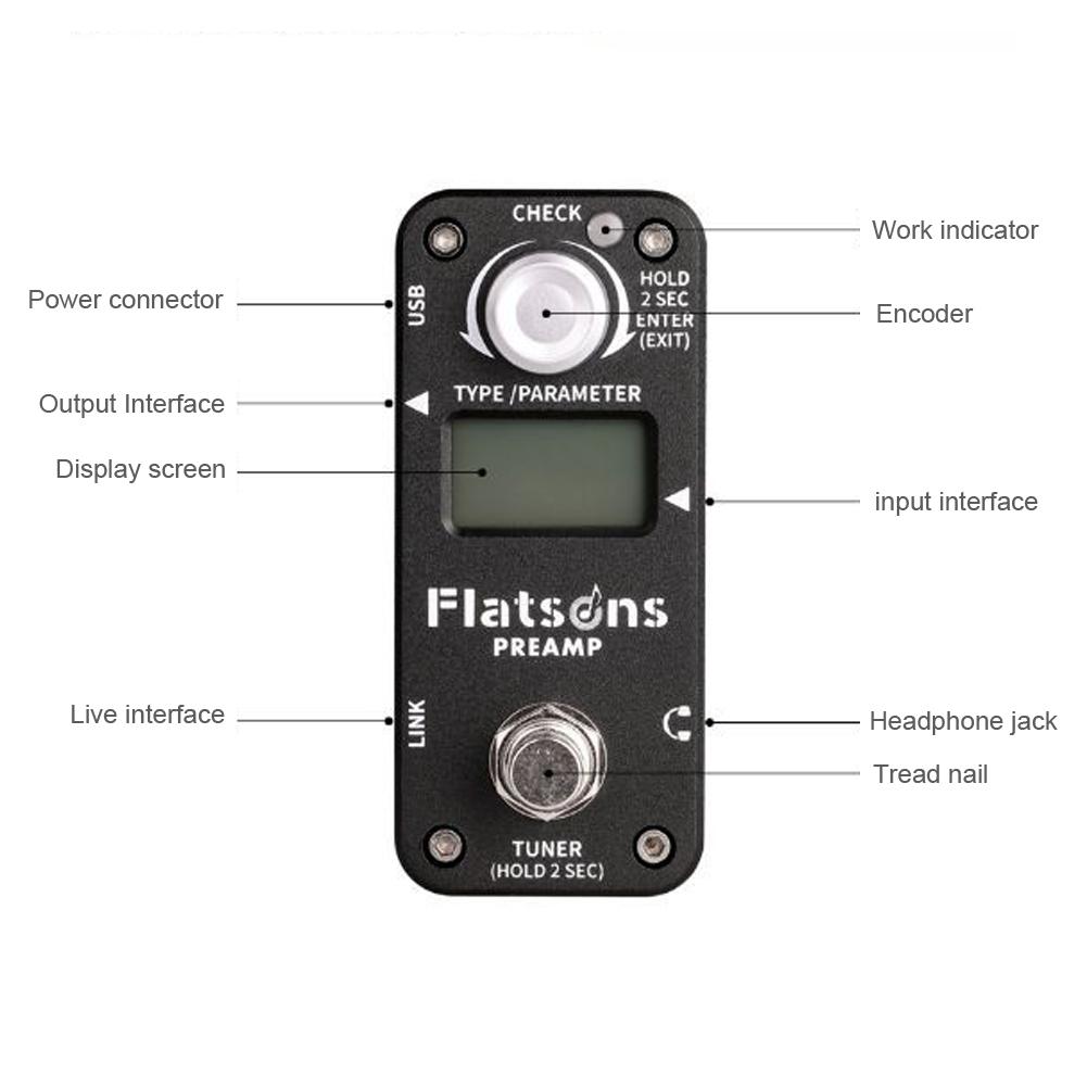 FLATSONS Multifunctional Preamp Effector Guitar Effect Pedal Processor Universal Guitar Bass Effectors Stringed