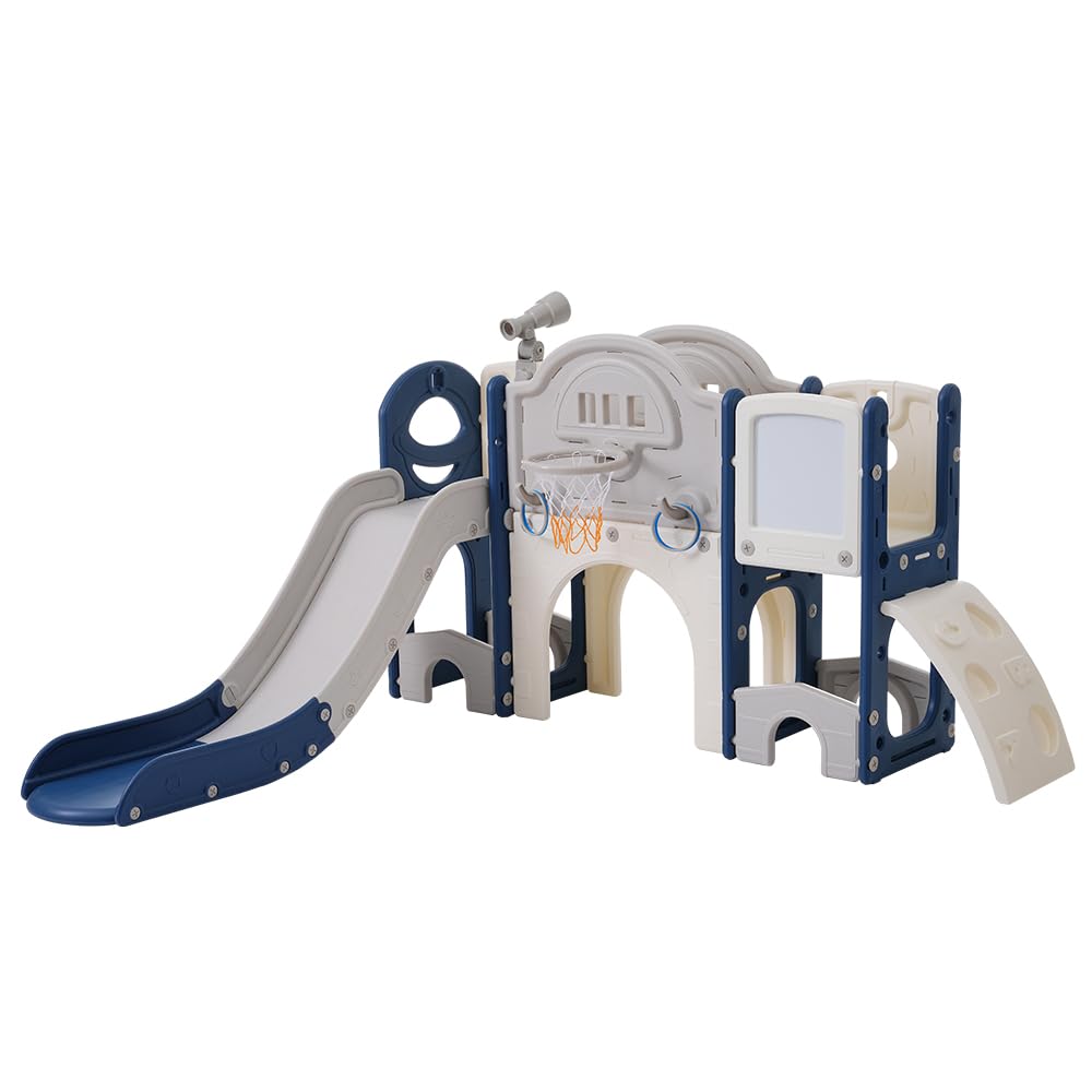 OSJ Slide Indoor Slide Playground Equipment Basketball Hoop Ball Play Indoor Playground Equipment Indoor Home Use Children Boys Girls Birthday Storage