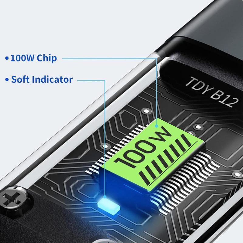 100W Super Fast Charging USB C Type 3 In 1 Data Cable With Light For IPhone Samsung Xiaomi Huawei Fast Charging Cords