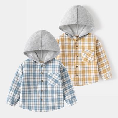 Jungen-Kapuzen-Karohemd im koreanischen Stil, Langarm-Kinderkleidung, Neuankunft 2026