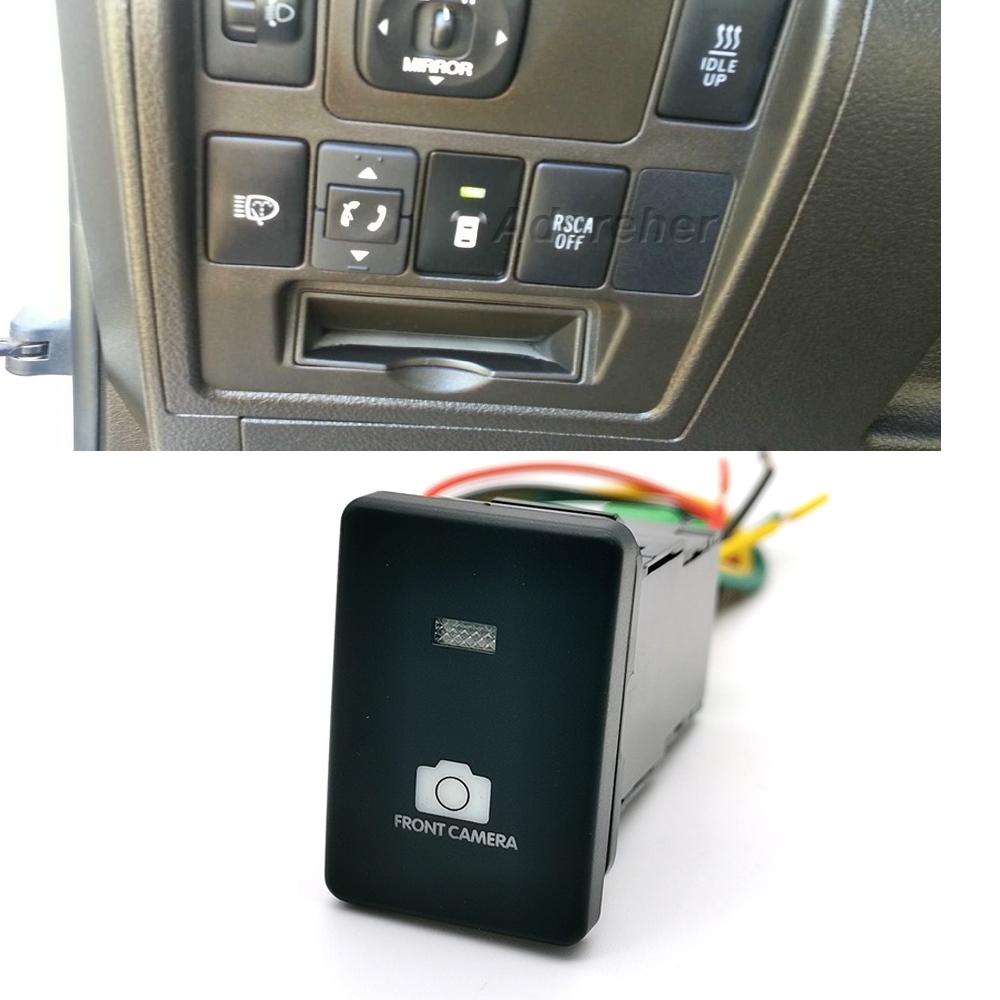 Blue LED Light Front Camera Switch Push Button With Connector Wire For Toyota Camry Altis Land Cruiser PRADO 2007- 2015