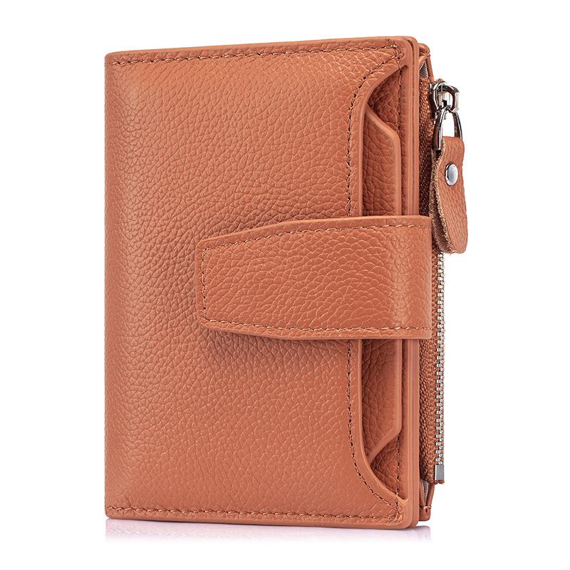 Damski portfel ze skóry naturalnej z blokadą RFID, z portmonetką i uchwytem na karty