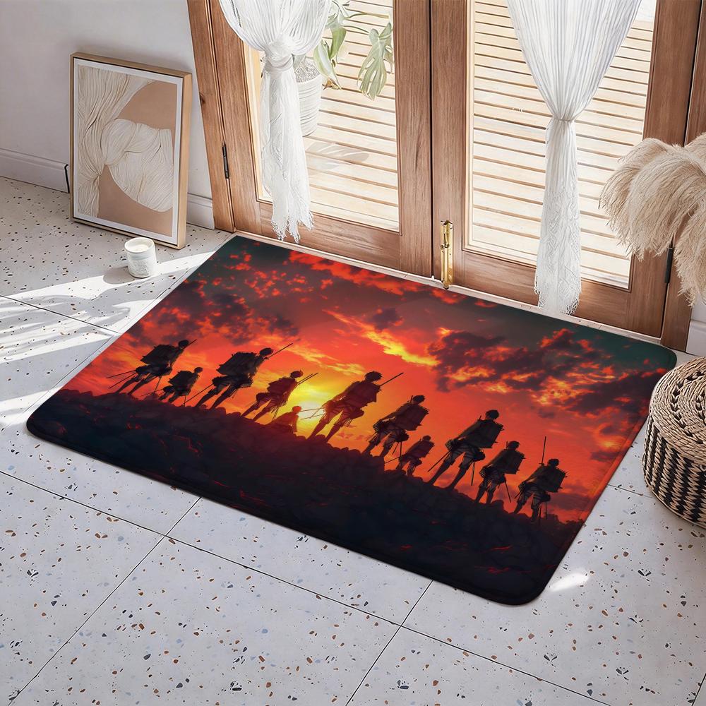 Anime Hot A Attack on Titan Floor Mat Eco Flannel Doormat Non Slip Odorless Indoor Floor Rug Soft Short Plush Home Mat