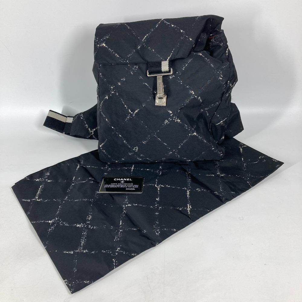 Chanel Old Travel Line Backpack Bag Backpack Nylon Black/White