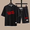 Waffle Herr Set Sommar T-shirt Shorts träningsoverall Herr Streetwear Kort ärm 2 delar Set Casual Herr Sport Kostym Kläder