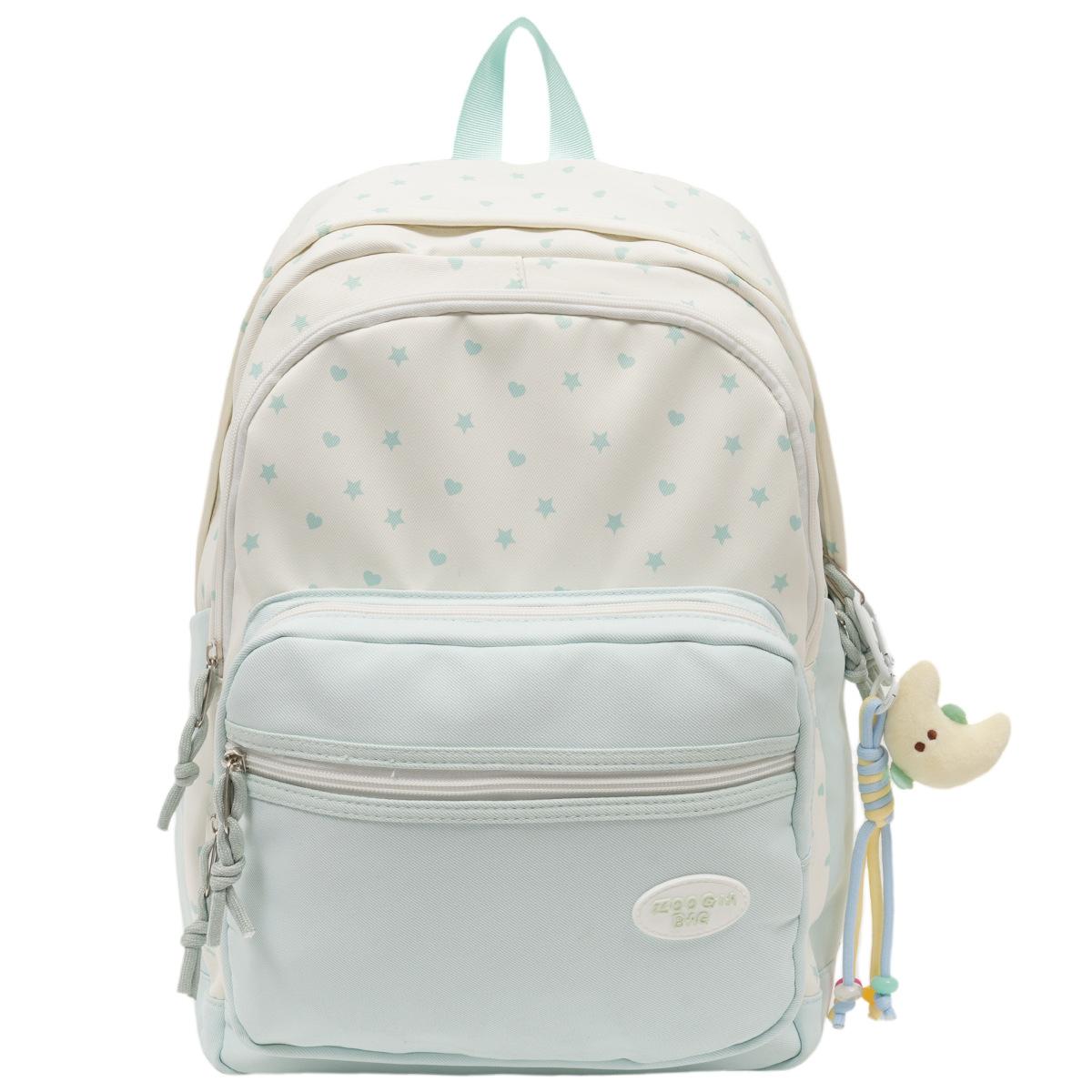 

New Japanese small fresh casual junior high school student schoolbag simple versatile backpack ins lightweight backpack single bag [without pendant] зелений