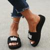 Fashion Summer Slippers with Sequins Decor for Women 2025 Stylish Wedges Platform Slides Woman Daily Outside Soft Bottom Sandals Mujer
