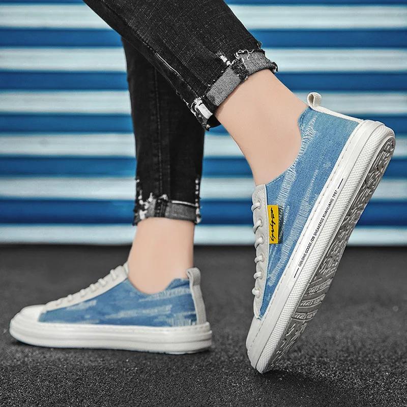 Herren Denim Canvas Atmungsaktive Vulkanisierte Schuhe Neue Mode Outdoor Lässig Herren Bequeme Rutschfeste Verschleißfeste Sportschuhe