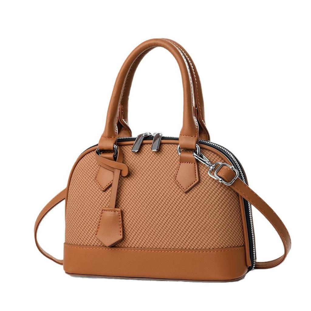 New High Appearance Level Patchwork Macaron Handbag Canvas Texture Simple Fashion Shoulder Bag All-match Women's Bag