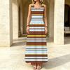 Women's Sleeveless Striped A-line Flowy Maxi Dress,Lightweight Elegant for Beach Vacation & Daily Casual