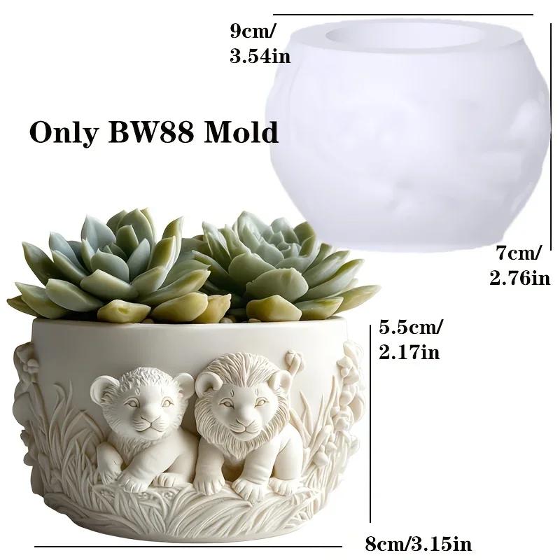 Yak Succulent Plant Flower Pot Resin Silicone Mold Sitting Cute Cow Storage Box Concrete Mould Cow Yak Candle Cup Gypsum Molds