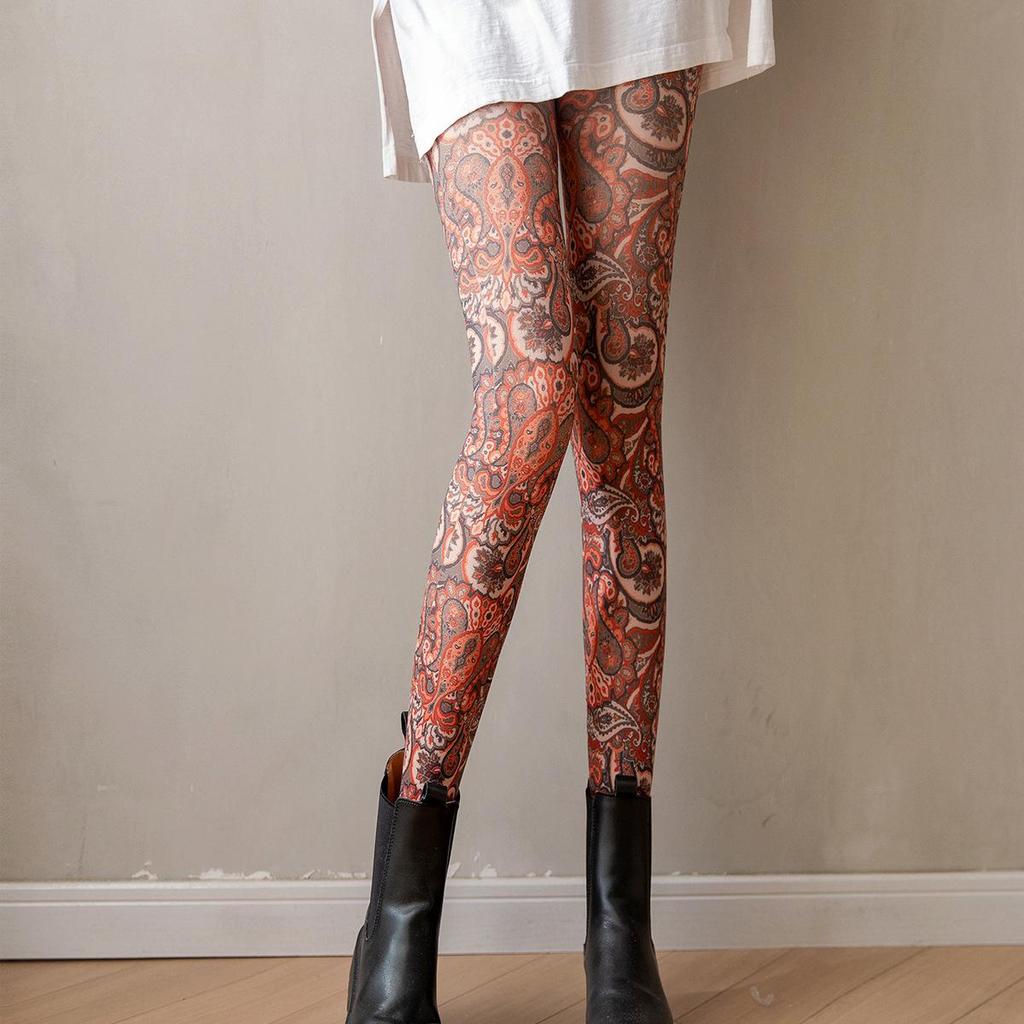 Collant con Stampa Tatuaggio Personalizzata Primavera/Estate: Sottile, Alla Moda, Motivi Astratti Retrò
