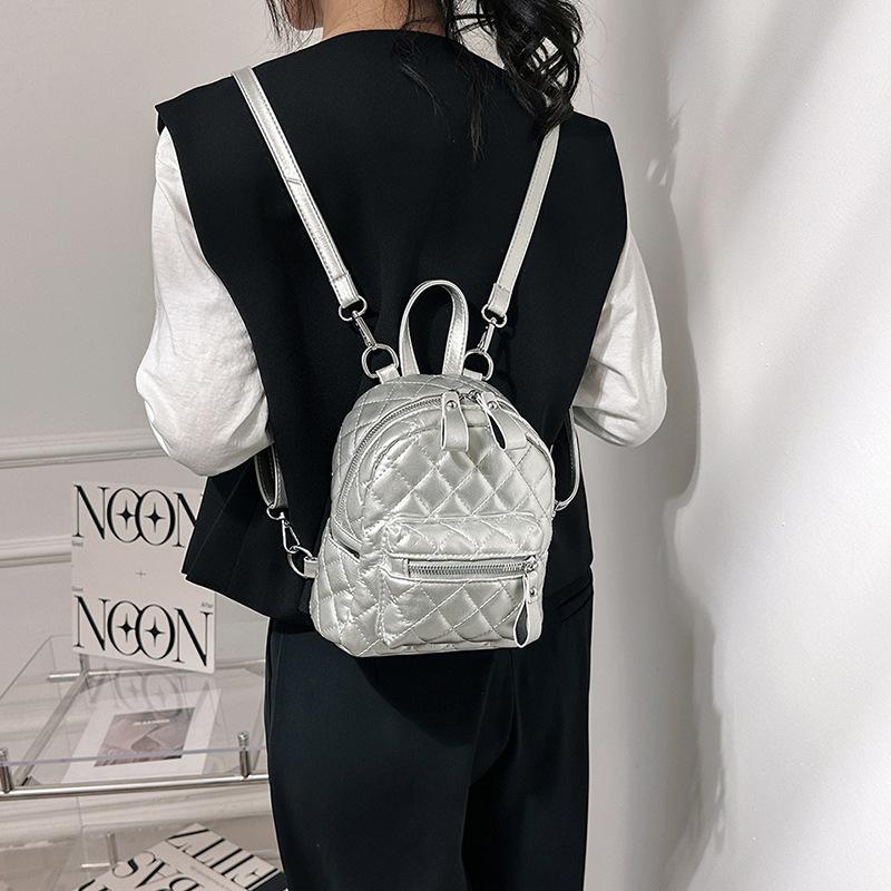 Women's Backpack New Trendy Korean Version Fashion Diamond Simple Temperament Backpack Commuting Fashion Backpack Women