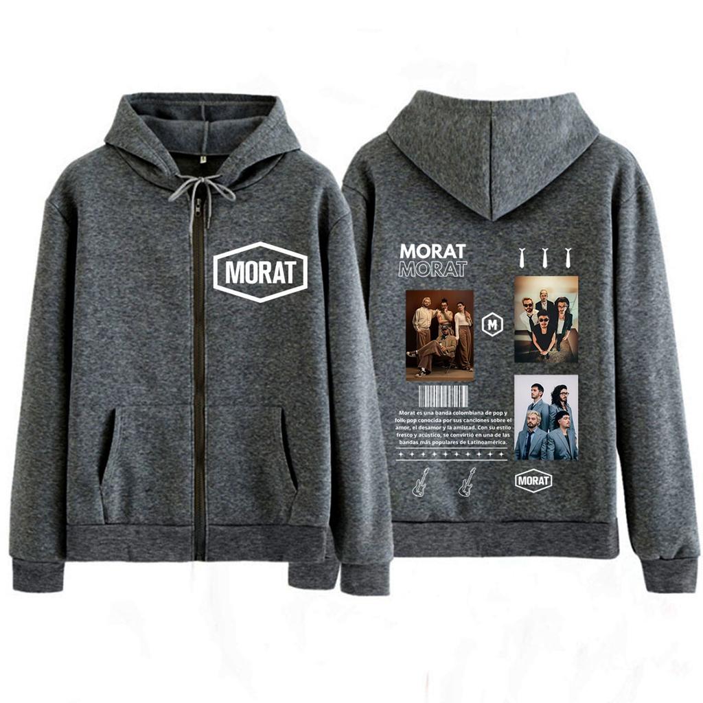 Band Morat Yem World Tour Merch Print Zipper Hoodie Men Women Fashion Sweatshirts Winter Loose Casual Hip-hop Zip Up Jacket