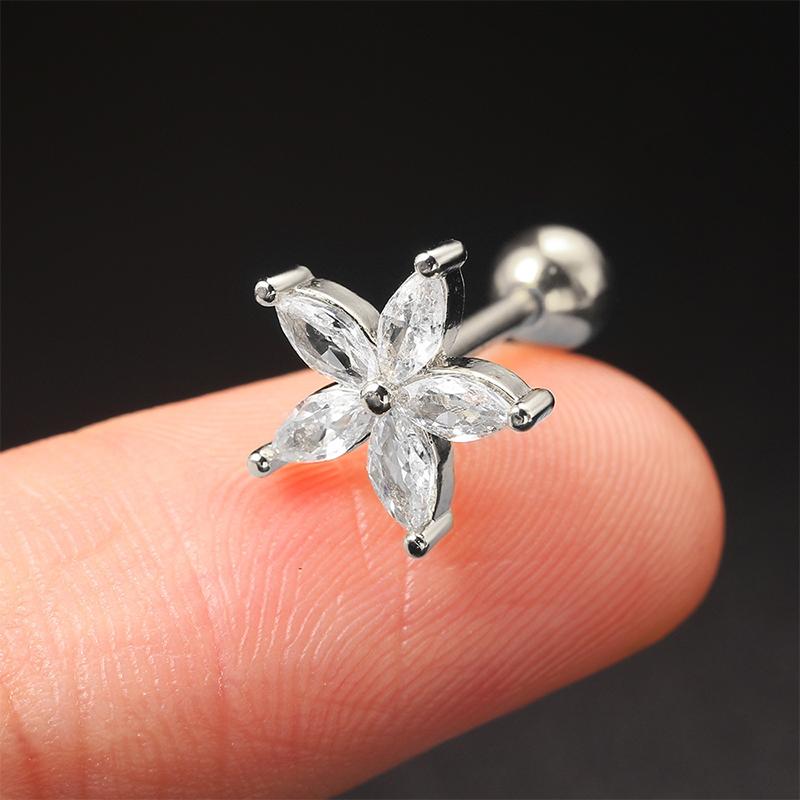 1Pcs Zircon Earring For Women Ear Bone Nail Cartilage Earring Spiral Stud Earrin