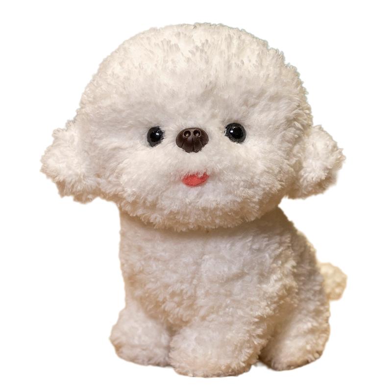 2030Cm Bichon Frisé Cane Peluche Giocattolo In Piedi Animale Cartone Animato Grigio Bianco Lingua Fuori Cucciolo Peluche Regalo Appagante
