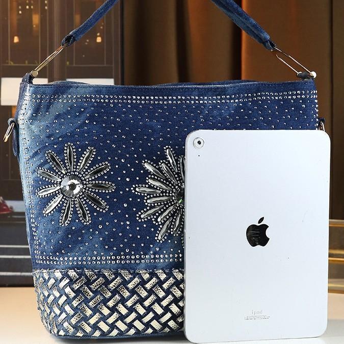 Personalized And Popular Denim Bags, Fashionable Tote Bags, Women'S Large-Capacity Casual Portable Shoulder Bags, Mother And Child Bags, Tide