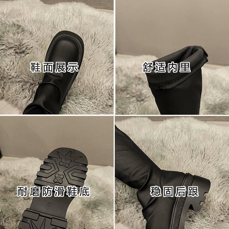 Autumn and Winter Knight Boots Pile High Boots Women's 2025 New Thin Boots Small Thin Thick-soled Long Boots