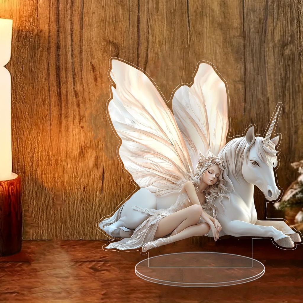 Fairytale, Angels and Unicorns, Acrylic, Office, Study, Desktop, Decoration, Gift