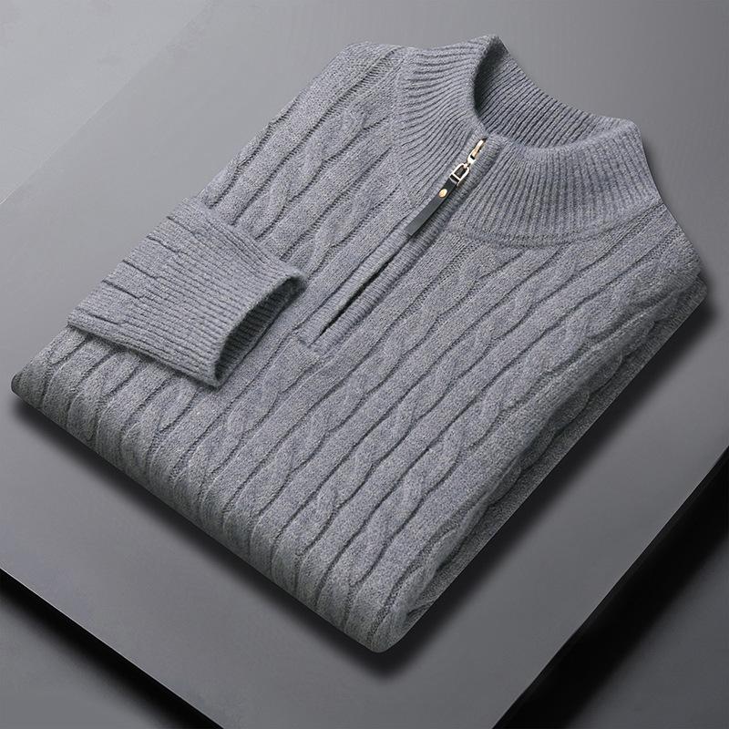Men S Solid Twisted Knit Half Zip Pullover Sweater M