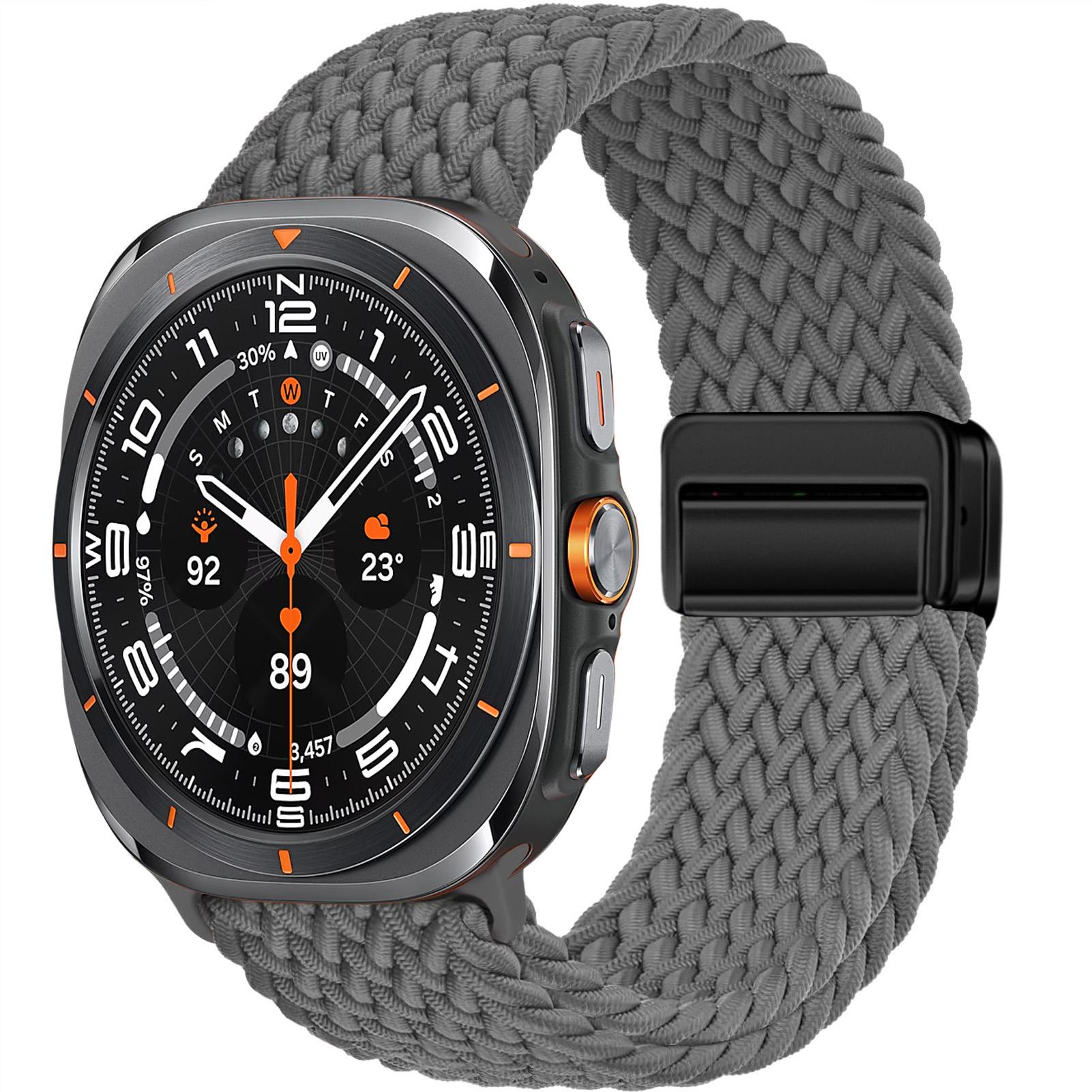 

Для Samsung Galaxy Watch Ultra Ремешок 47 мм Аксессуары Магнитный Плетеный нейлоновый спортивный Браслет Correa Galaxy Watch 7 Ultra Ремешок Galaxy watch Ultra серый