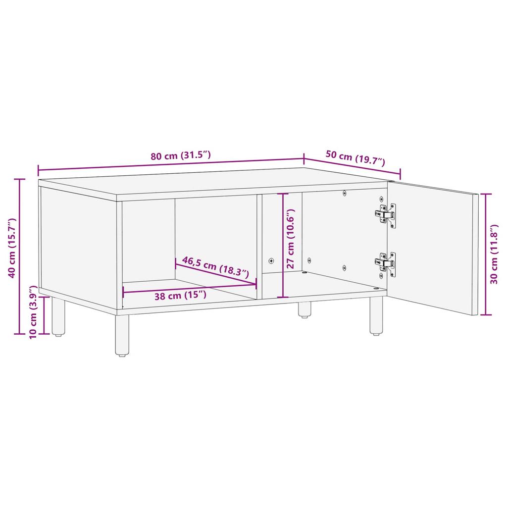 White Coffee Table 80 x 50 x 40 cm Solid Mango Wood
