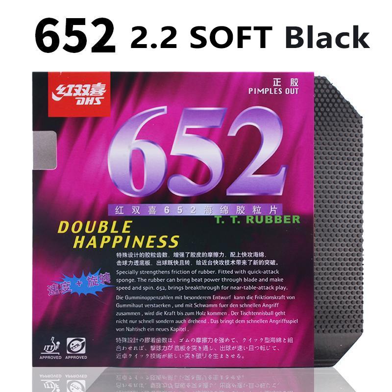 Original DHS 652 / 651 Table Tennis Ruber Short Pips-Out PingPong Rubber with Sponge Soft 2.2mm 652 Soft 2.2MM Black
