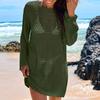 Gehäkeltes Strandkleid mit Lochmuster, locker geschnitten, langärmelig, leicht, ideal als Überwurf für den Sommerurlaub