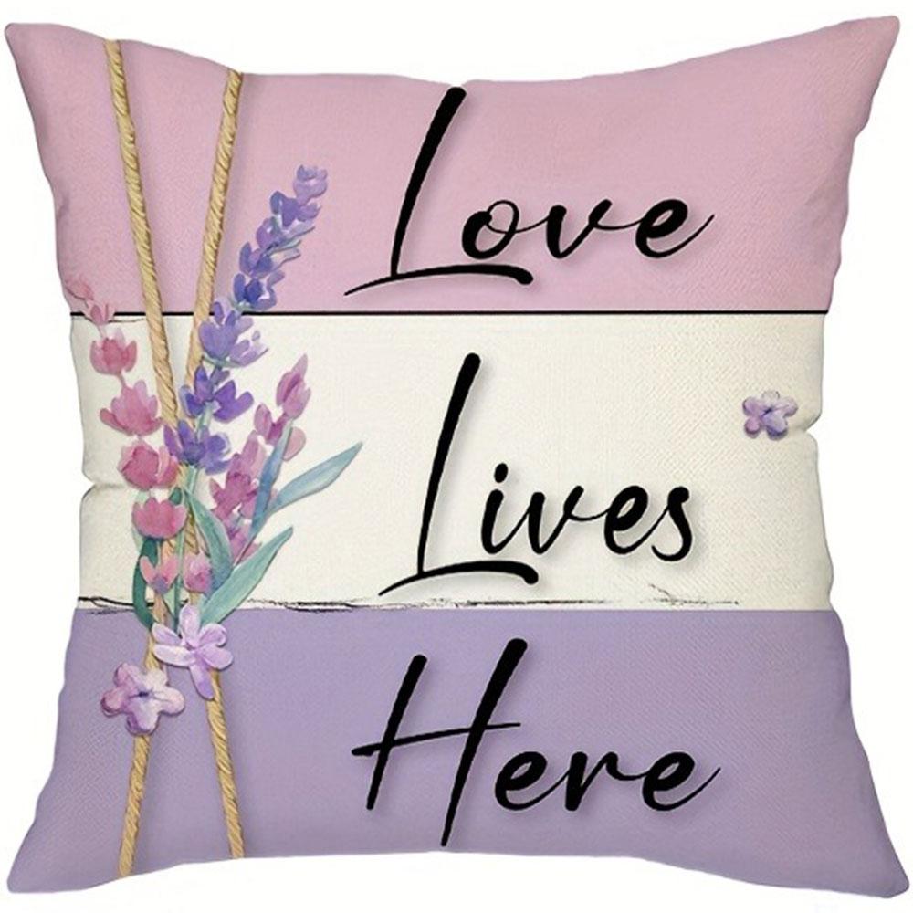 Dreamy Lavender Style Pattern Home Decor Pillowcase Living Room Sofa Polyester Cushion Cover With Zipper