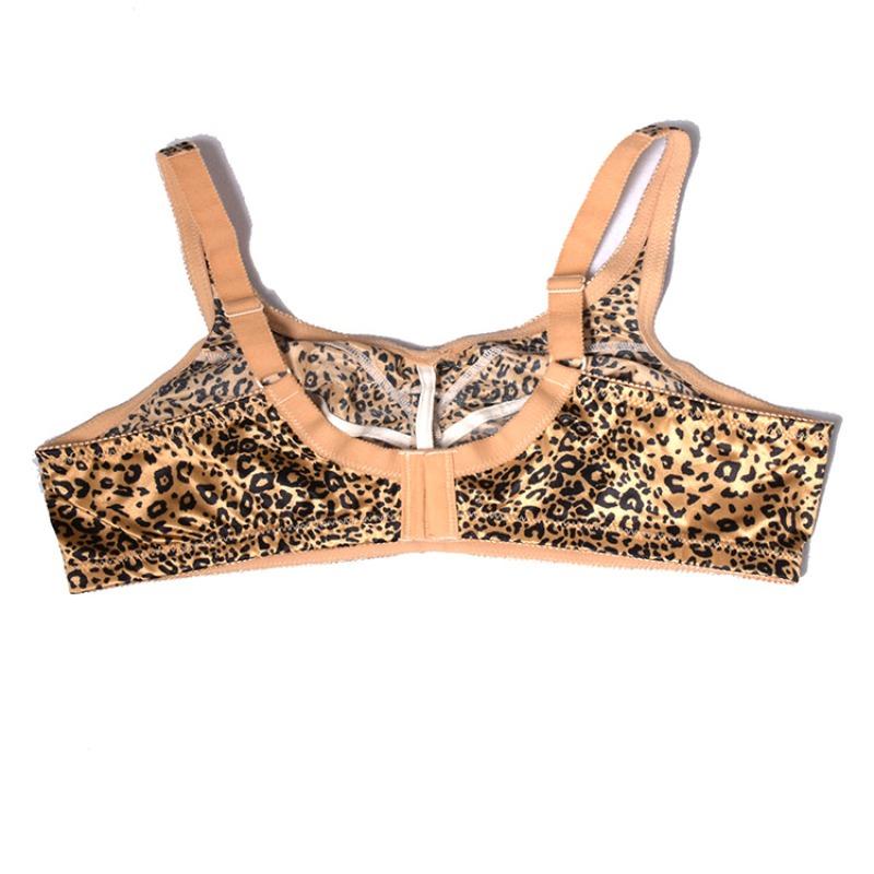 Printed Leopard Print Wire-free Full-cup Bra for Plus-size Girls Ultra-thin Cups No Padding