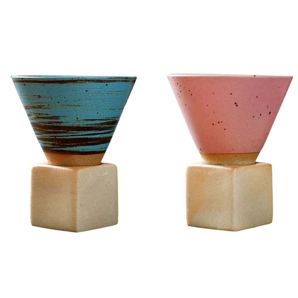 1Pack Ceramic Coffee Cup with Base 200mlCreative Triangular Cone Porcelain Cup Funnel Coffee Tea Cup Set Personalized Coffee Cup