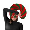 Holiday Party Hat Stripe Hat Mask Candy Cane Costume Christmas Elf Hat Christmas Candy Outfit Halloween Cosplay Costumes