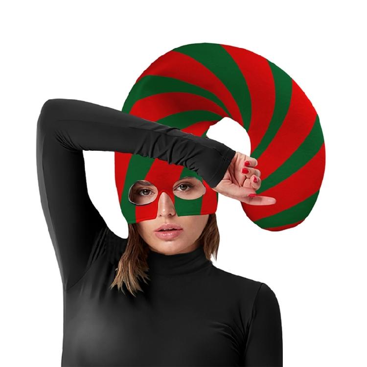 Holiday Party Hat Stripe Hat Mask Candy Cane Costume Christmas Elf Hat Christmas Candy Outfit Halloween Cosplay Costumes