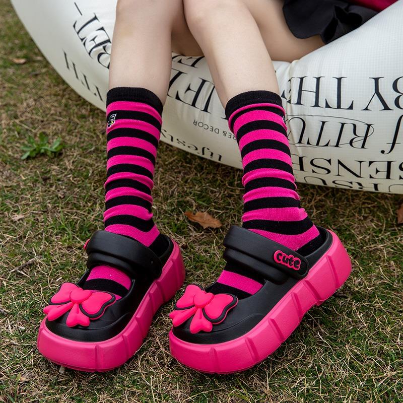 

Mary Jane bag head slippers women s summer new outer wear non-slip thick-soled bow sandals women 39/40 чёрный