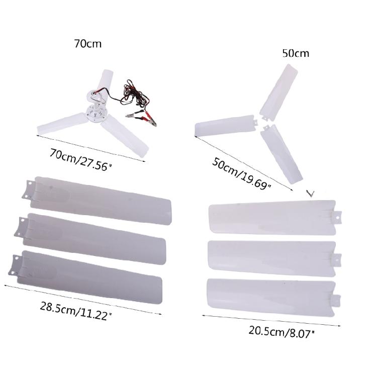 DC12V Plastic 3 Leaves Ceiling Fan Camping Tent Silent Hanging Cooling Fan