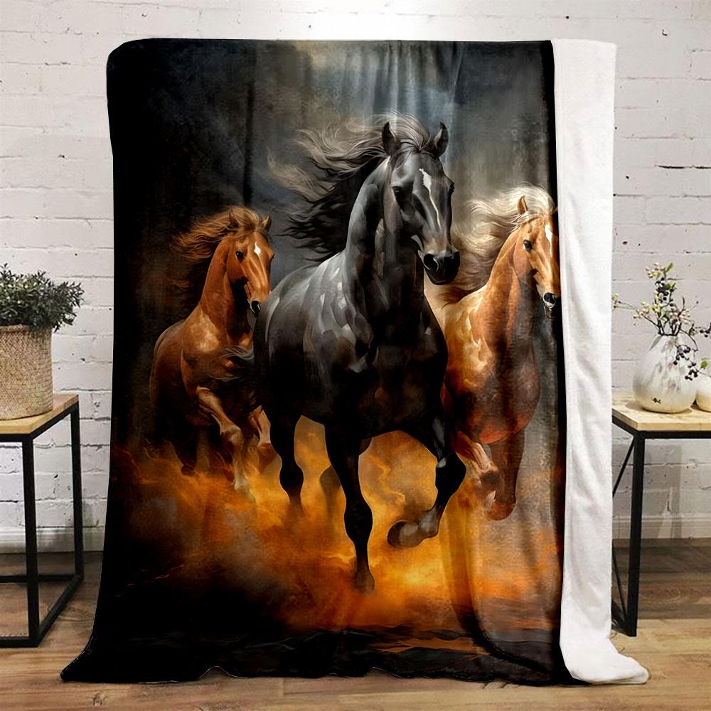 Dynamic Equine Art Throw Blanket bedroom Blanket for Livingroom Couch lunch break Soft throw for Friend's festival Gift