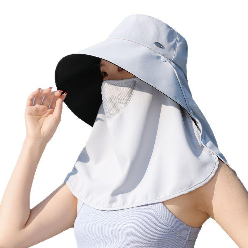 Summer new hat women's sunshade sunscreen hat face cover neck shawl hat outdoor travel UV protection integrated hat