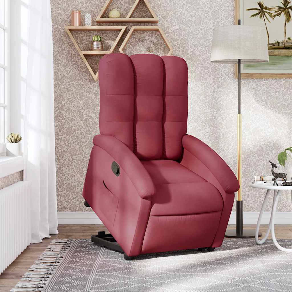 Recliner Chair with Rising Function Burgundy Fabric
