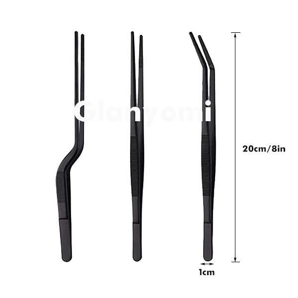 8/10/12-Inch Kitchen Tongs, Stainless Steel Culinary Plating Tweezers BBQ Tongs - Food Styling Baking Decor