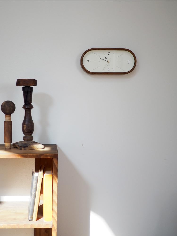 INTERFORM Curva Wall Clock, Brown, CL-4507BN, Sweep Movement