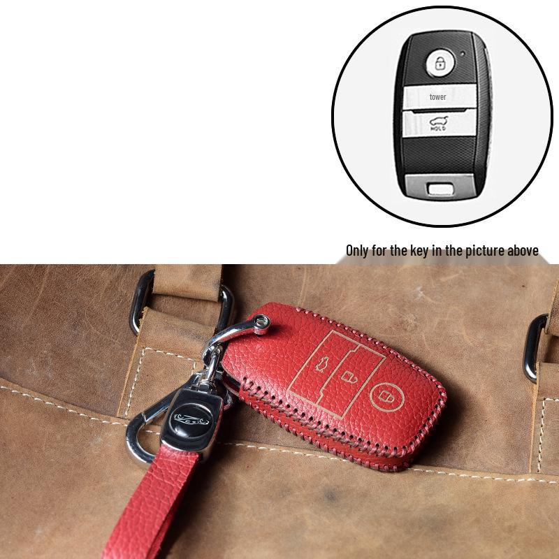 Smart Cowhide Key Case for Landwind X7/X5 with One-Key Start - Universal Snap Button Design for Men and Women