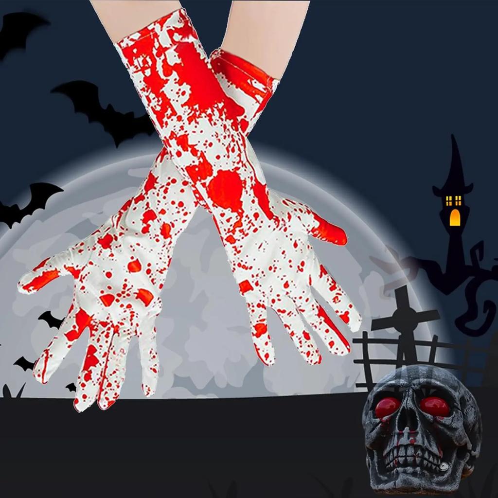 10Pairs Halloween Gloves Horror Ambiance Decoration Bloodstained Gloves Bloody Socks Halloween Party Horror Bloodprint Props