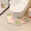 Oil Painting Style U-shaped Toilet Mat Floral Pattern Anti Slip Floor Mat  For Bathroom