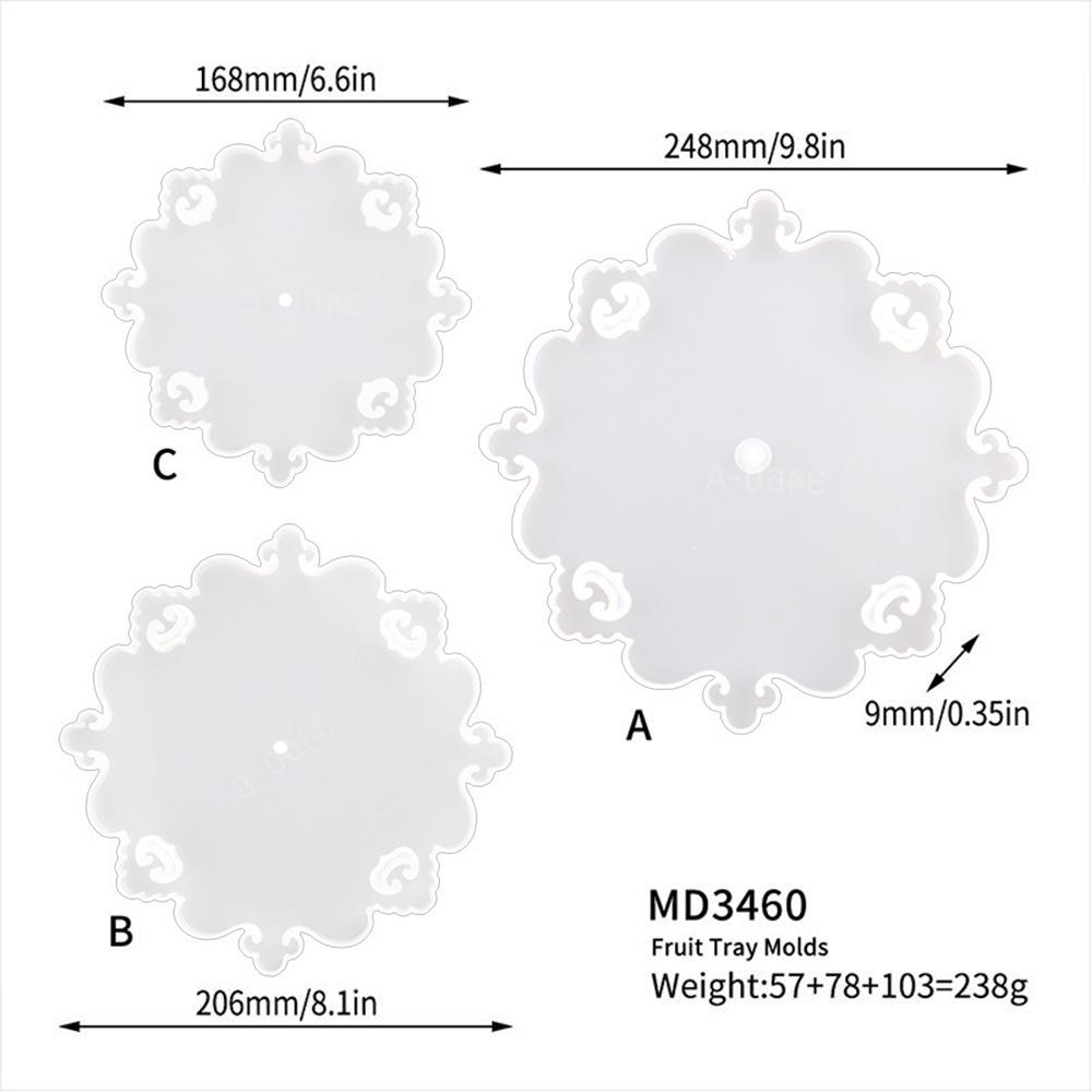 Three-layer Round Epoxy Resin Mold Fruit Plate Stand with Silicone and Zinc Alloy Components