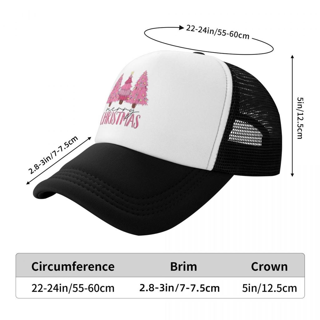 Graphic Pink Christmas Tree Party Camping Mesh Baseball Caps For Womens Camping Female Beach Bucket Hat Hip Hop Trucker Cap