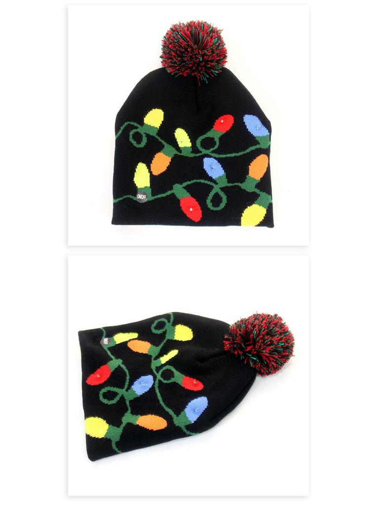 LED Flashing Multicolor Christmas Knit Hat - European & American Design