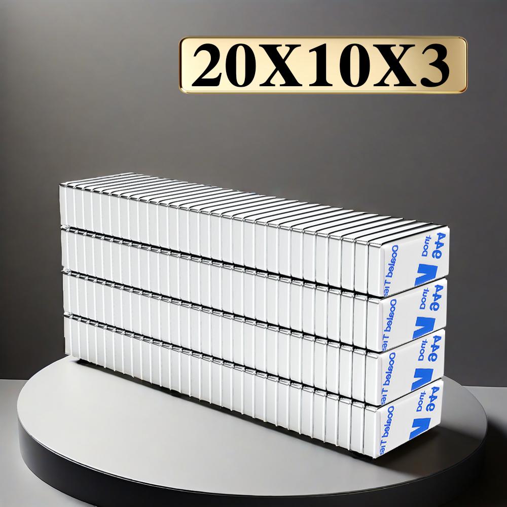 20x10x3mm Super Powerful Block Neodymium Magnet With double-sided adhesive Magnet N35 Strong Permanent Magnetic imanes