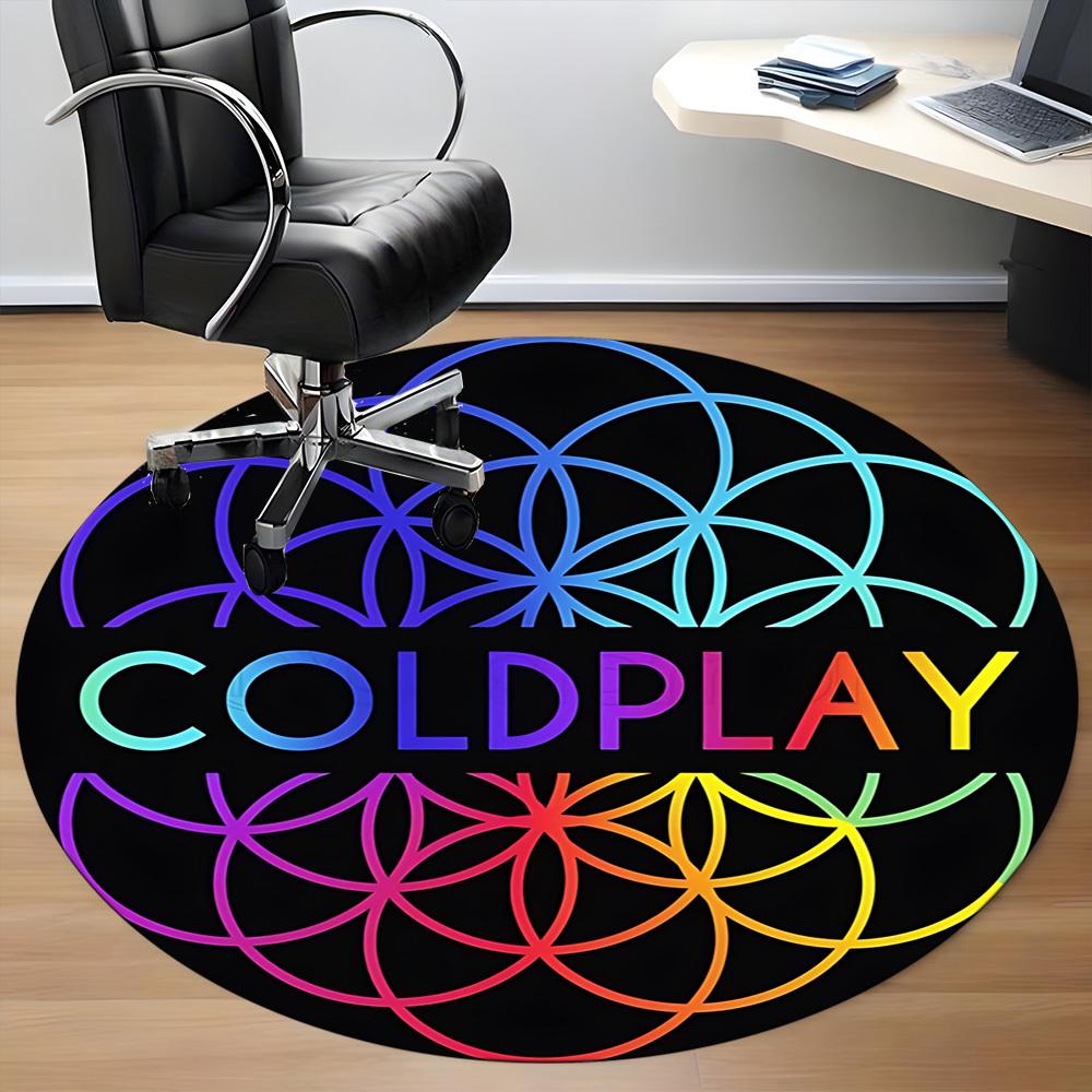 1PC Coldplay Merchandise Office Round Rug - Perfect for Office or Study Decor, Non-Slip Backing, Decorative Floor Mat yy250916014