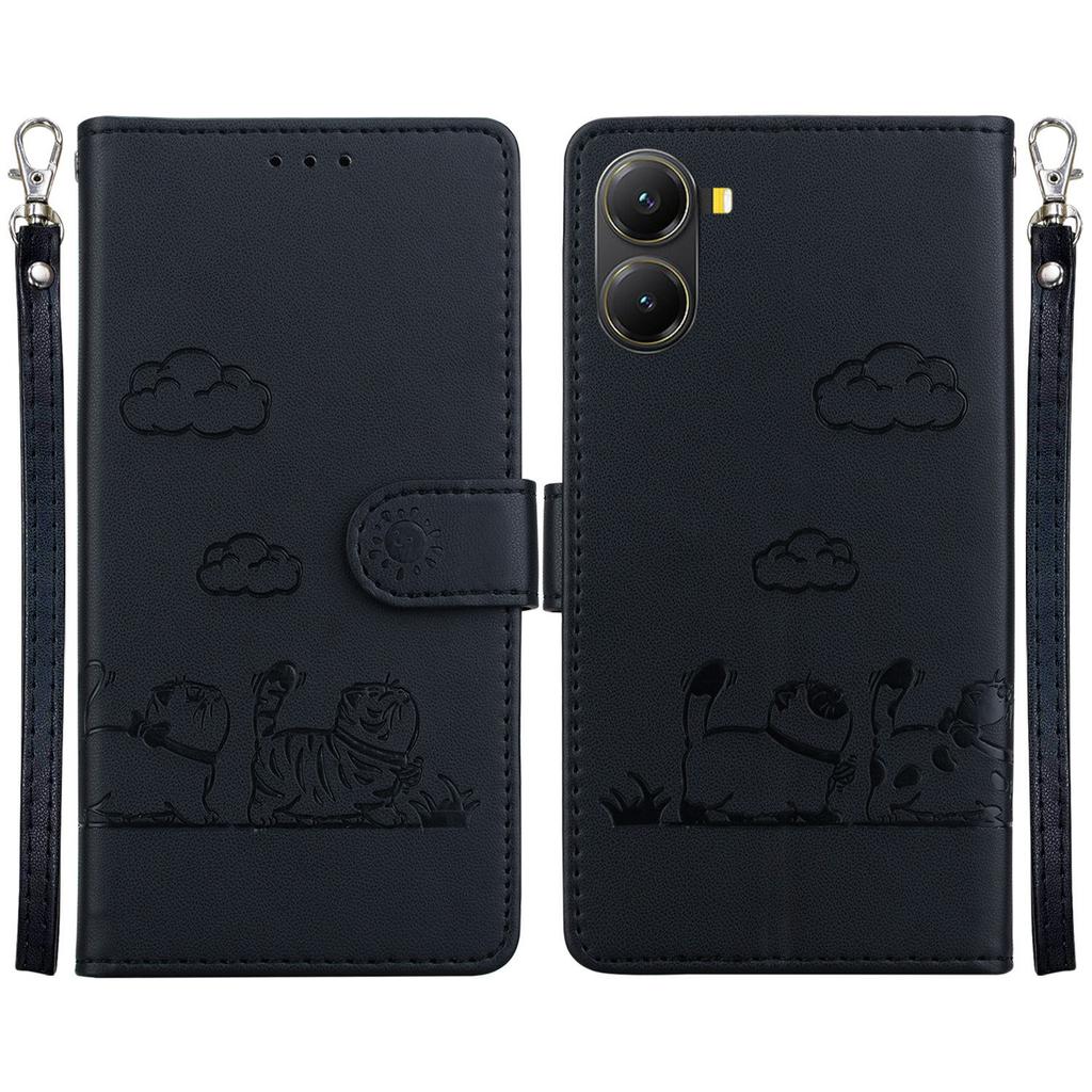 For Xiaomi Poco X7 Pro 5G/Redmi Turbo 4 5G Case RFID Blocking Kitten Pattern TPU+PU Leather Phone Cover