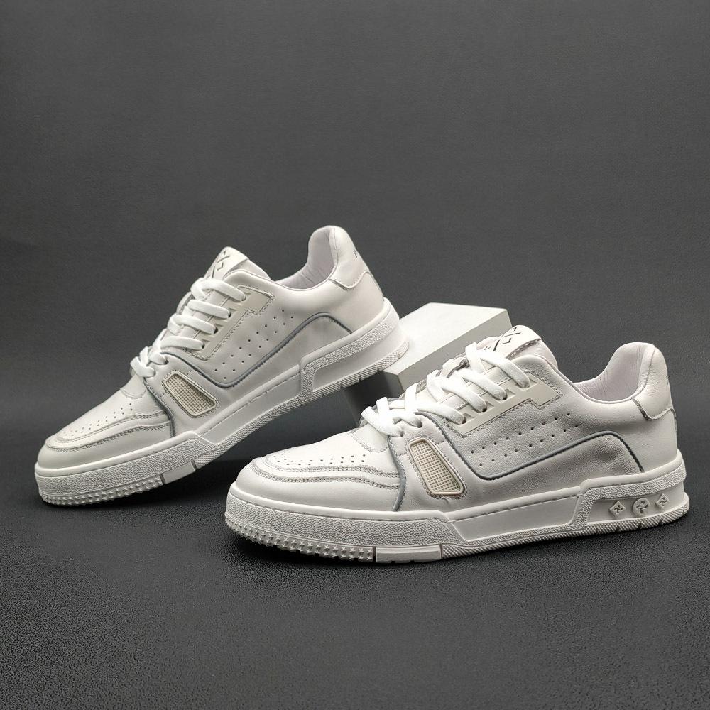 Herren aj Board Schuhe Leder Trend vielseitig Sportstil Freizeitschuhe Farbabstimmung Board Schuhe Herren trendige Schuhe Europäische Station Herrenschuhe